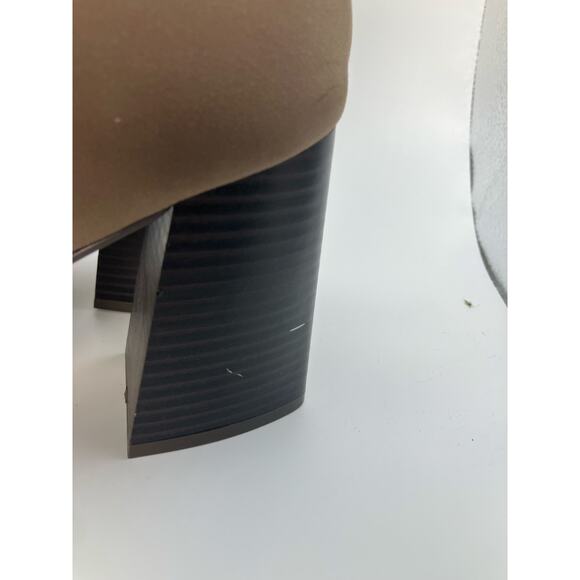 Market & Spruce Taupe Peep Toe Booties‎ Size 9 Faux Suede Zip Block Heel Shoes - Picture 13 of 14